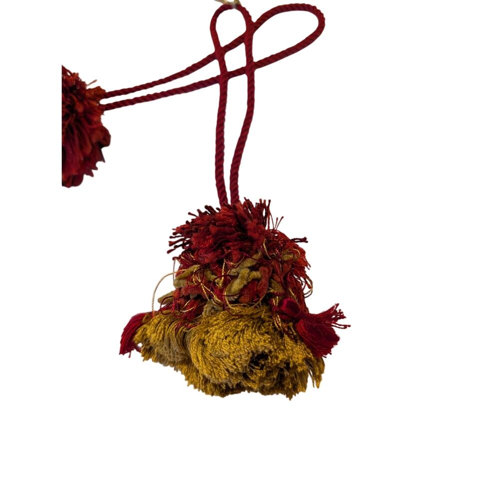 Set of Two Vintage Red & Gold Crystal Decorative Tassels